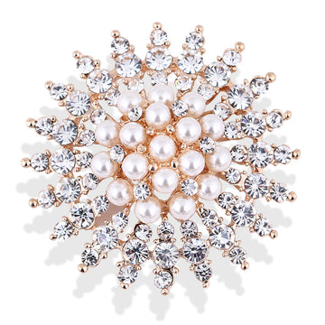 XSB076 - Elegant Pearl Floral Brooch